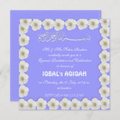 ムスリムの赤ちゃん男の子の青いアクィーカ 招待状 (正面/裏面)