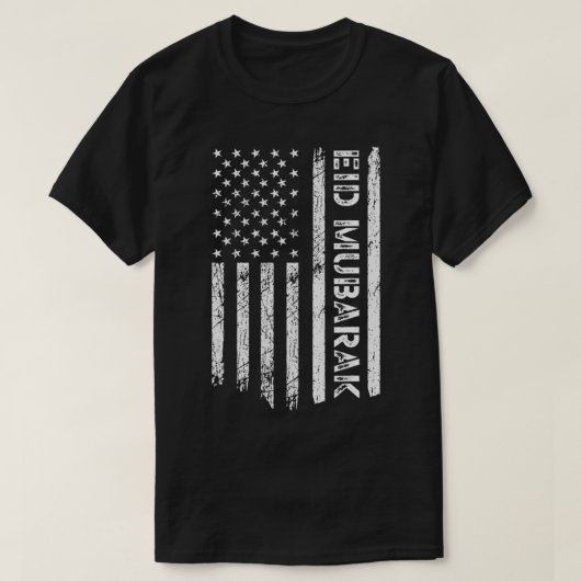 ムスリムアメリカン男性のイードムバラクEid al fitr Tシャツ (デザイン正面)