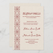 ムスリムイングリッシュベージュとレッド伝統的シンプル 招待状 (正面/裏面)
