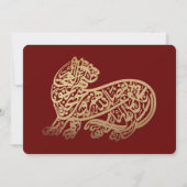 ムスリムウェディング セーブ・ザ・デート ゴールド アラビック タイガー (裏面)