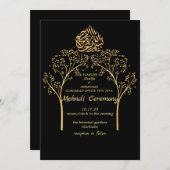 ムスリムエレガントのメンディフローラバ結婚ルク 招待状 (正面/裏面)