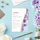 ムスリムエレガントムスリムの紫の結婚葉 アクリル招待状 (インサイチュ (ウェディング))