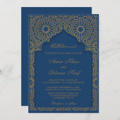 ムスリムエレガント結婚式招待状 招待状 (正面/裏面)