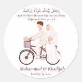 ムスリムカップルクルアーン引用文イスラーム結婚ズニカ ラウンドシール (正面)