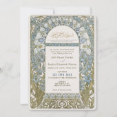 ムスリムダスティブルー結婚ズアールヌーボーミュシャ 招待状 (正面)