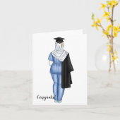 ムスリムパーソナライズされたナースの卒業カード カード (黄色い花)