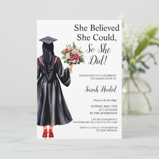 ムスリムヒジャビ卒業招待状 招待状 (スタンド正面)