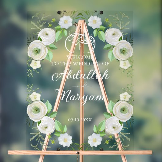 ムスリムモダンイスラム結婚教徒の歓迎フローラ アクリルサイン (ニュートラル)