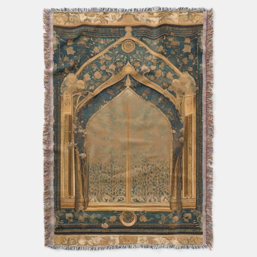 ムスリム伝統的祈りの言葉用に投げる毛布 スローブランケット (正面縦)