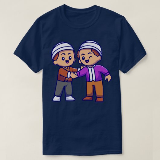 ムスリム男性カップル握手漫画1 Tシャツ (デザイン正面)