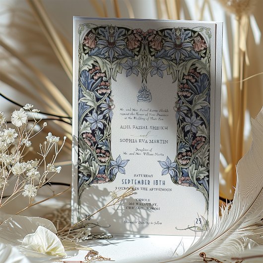 ムスリム結婚ズオダマキ（植物）モリスヴィンテージ 招待状