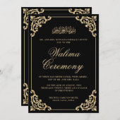 ムスリム ワリーマ ブラック ゴールド イスラム教 結婚式 招待状 (正面/裏面)