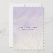 ムスリム 英語 ラベンダー & 緑 水彩 花 セーブザデート (裏面)