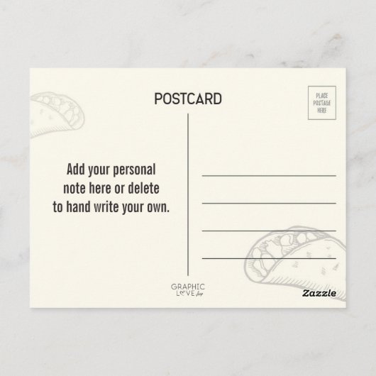 ムチャスグラシアスタコありがとうございました ポストカード (裏面)