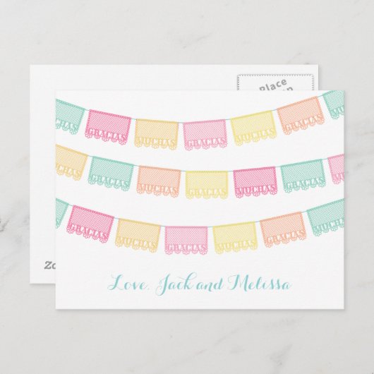 ムチャスグラシアスメキシコ紙スペインのありがとう ポストカード (正面/裏面)