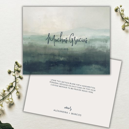 ムチャスグラシアモダンスセージスペインのグリーン結婚ズ サンキューカード