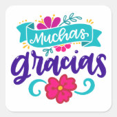 ムチャス・グラシアスペインのスとカラフル スクエアシール (正面)