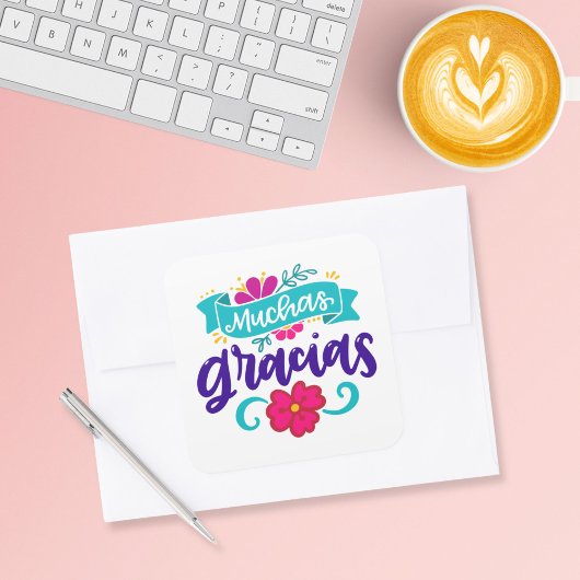 ムチャス・グラシアスペインのスとカラフル スクエアシール