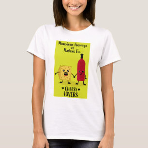 ムッシュー・フロマージュとマダム・ヴァン チーズ好きのためのTシャツ Tシャツ