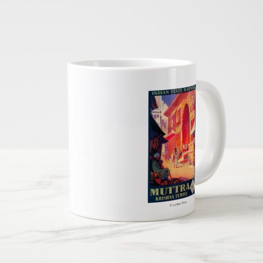 ムトラクリシュナテンプルトラベルポスター ジャンボコーヒーマグカップ (正面右)