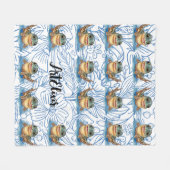 ムドスキッパーかわいいブループリント フリースブランケット (正面(横))