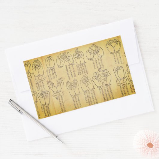 ムドラス(12世紀日本の絵巻) 長方形シール (封筒)