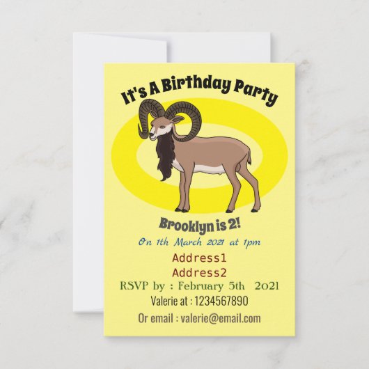 ムフロンヤギイラストレーション 招待状 (正面)