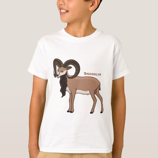 ムフロンヤギイラストレーション Tシャツ (正面)
