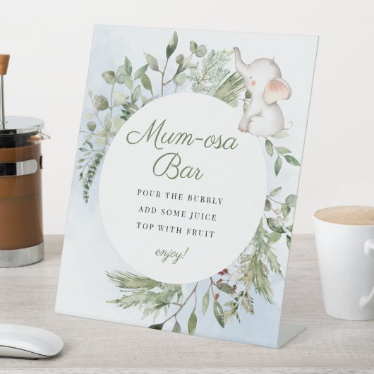 ムモサモモザバーボーイゾウ赤ちゃんシャワーサイン 台座サイン (インサイチュ)