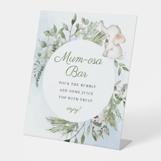 ムモサモモザバーボーイゾウ赤ちゃんシャワーサイン 台座サイン (正面)