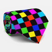 ムライト色ネオン市松模様に ネクタイ (ロール)