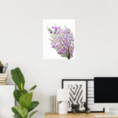 ムラサキの水色の花 ポスター (ホームオフィス)