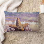 ムラサキの海の絵画魚 ランバークッション (ブランケット)