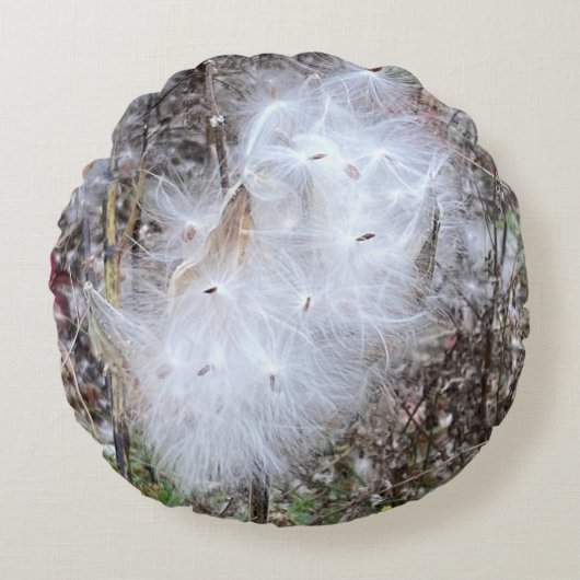 ムラサキの種と絹 ラウンドクッション (正面)