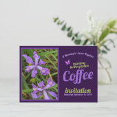 ムラサキの花を添えて　お祝いする　コーヒーの朝　庭園 招待状 (スタンド正面)