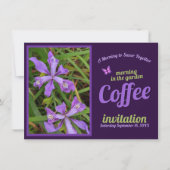 ムラサキの花を添えて　お祝いする　コーヒーの朝　庭園 招待状 (正面)