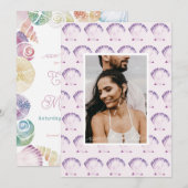 ムラサキウミガメの貝殻 水彩写真 & QRコード セーブザデート (正面/裏面)