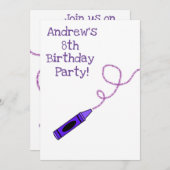 ムラサキクレヨンの誕生日パーティー 招待状 (正面/裏面)