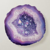 ムラサキゴケ岩鉱石結晶モダン ラウンドクッション (裏面)