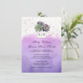 ムラサキサボテン多肉性モノグラム結婚病 招待状 (スタンド正面)