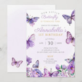 ムラサキチョウの誕生日パーティー招待状 フラフラと 招待状 (正面/裏面)