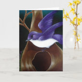 ムラサキツバメの鳥はカードをカスタマイズ カード (黄色い花)