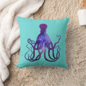 ムラサキツメイの水彩航海のタコ クッション (ブランケット)