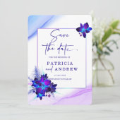 ムラサキハイブルーオーキッドウェディングSave the Date招待状 招待状 (スタンド正面)