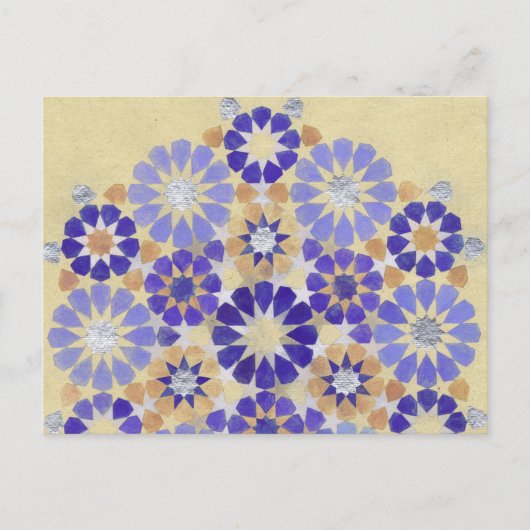 ムラサキハズのイスラム幾何学はがき ポストカード (正面)