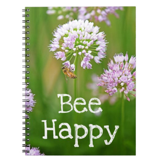 ムラサキバネギの花付きビーやる気を起こさせる ノートブック (正面)