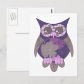 ムラサキヒビスカスフクロウ葉書 ポストカード (正面/裏面)