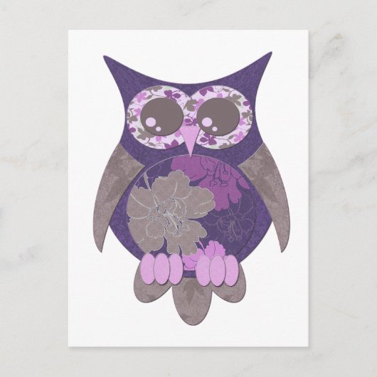 ムラサキヒビスカスフクロウ葉書 ポストカード (正面)
