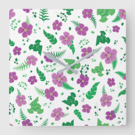 ムラサキヒビスカス スクエア壁時計