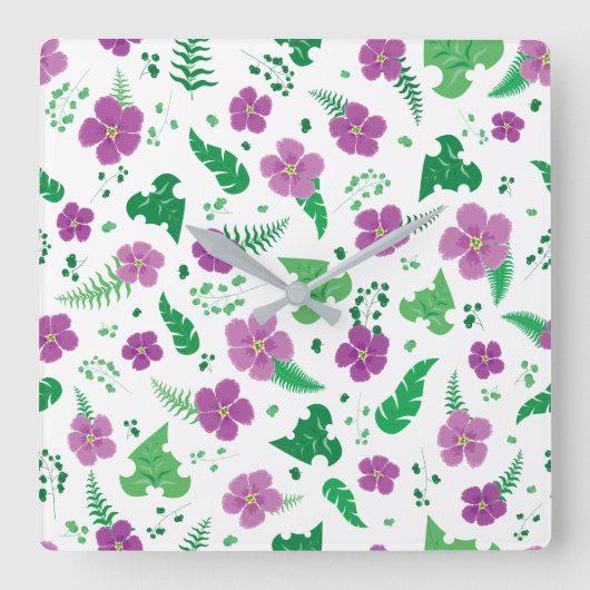 ムラサキヒビスカス スクエア壁時計 (正面)